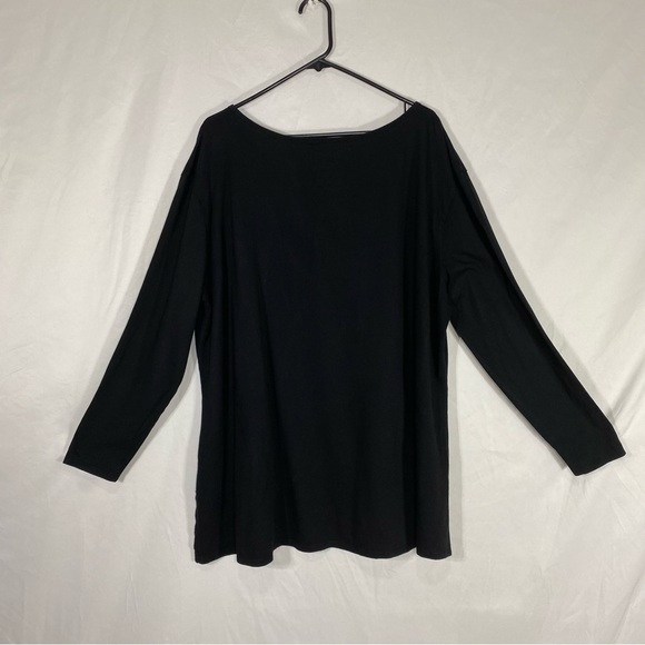Terra & Sky Black Scoop Neck Long Sleeve Plain Tee - Picture 4 of 5